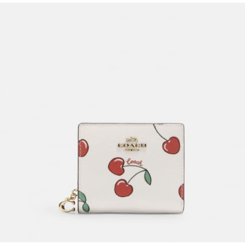 COACH US Purchasing Agent COACH Women's Wallet Snap Genuine Leather PVC Presbyopia Half-fold Snap Short Wallet Coin Bag Dark Brown Logo C3309