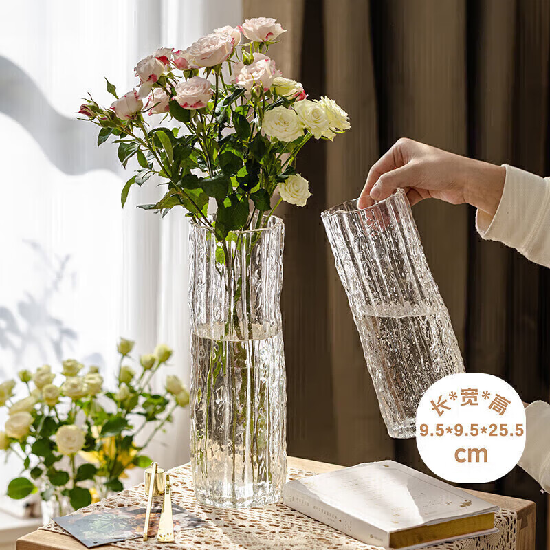 Fanyejia vase high-end glass ornaments living room flower arrangement transparent light luxury water lily rose water culture flowers special