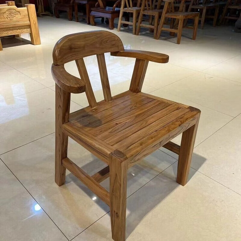 Santoba old elm solid wood chair restaurant chair home office chair backrest boss chair study chair durable single wood wax oil
