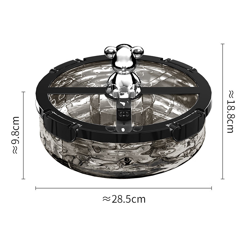 Mai Xuan dried fruit plate divided fruit plate for living room and tea house 2025 new snack plate candy box New Year high-end melon seed plate light luxury black-rotatable