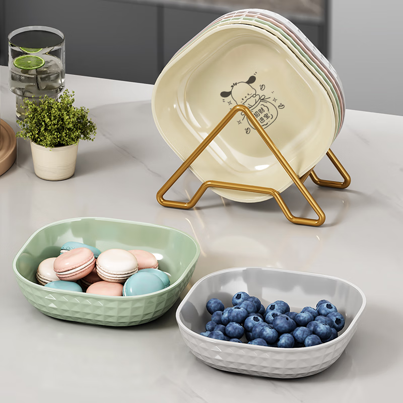 FANCYCHIC bone spitting dish household dining table spitting bone dish garbage plate net celebrity plastic vegetable bone dish living room fruit snack plate main picture style ten packs 4 colors mix and match deepen and thicken