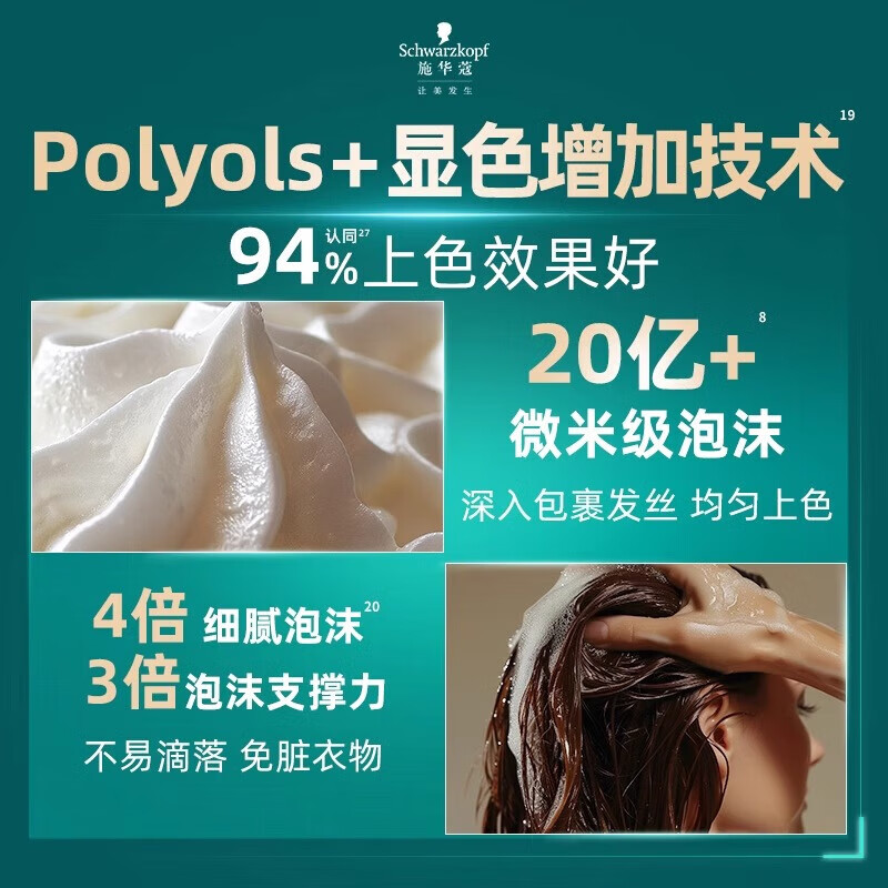 Schwarzkopf Yiran one-press bubble hair dye 5.65 mist tea brown, easy to re-dye, convenient 1-press hair dye with free shampoo 8g