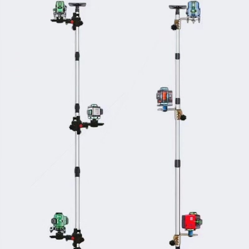 XMSJ infrared level bracket telescopic rod lifting support rod adjustable fine-tuning pan-tilt woodworking ceiling lifting rod! Double lock 3.5 meters thickened rod + iron cloud