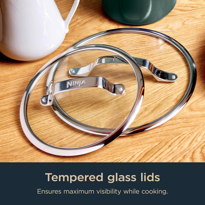 NINJA 11-piece ceramic non-stick pot set, suitable for induction stove and oven, glass pot lid