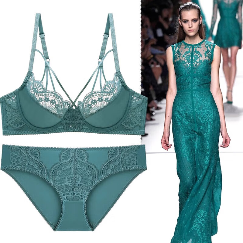 Victoria Palace Sexy Lace Bra Thin Bra Push-up Breathable Underwear Bra Top-Up Side-Collecting Bra Bra Underwear Red Set 70A 32