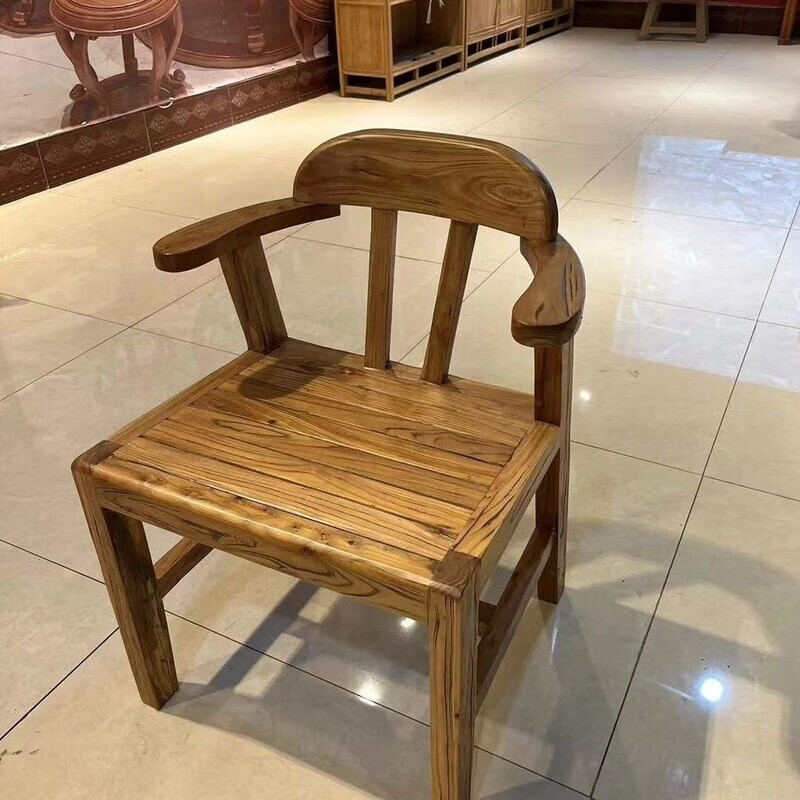 Santoba old elm solid wood chair restaurant chair home office chair backrest boss chair study chair durable single wood wax oil