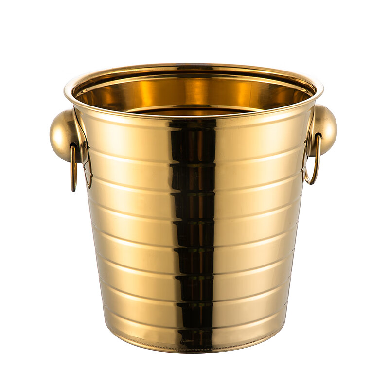 Yanxing thickened stainless steel ice bucket KTV champagne bucket red wine ice cube ice grain bucket bar beer bucket large hotel supplies silver seven-line champagne bucket portable 18cm (3L)