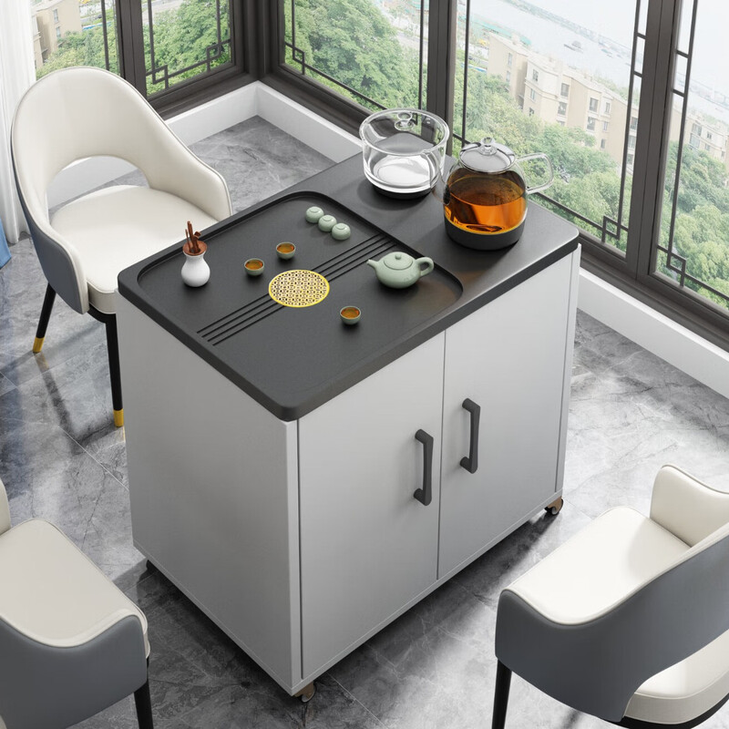 Haloden mobile tea table household small tea cart balcony small tea table kettle integrated table sofa side light luxury tea cabinet single table 60*40*67 free full set of induction cooker tea set Jingsufa-delivery to your home