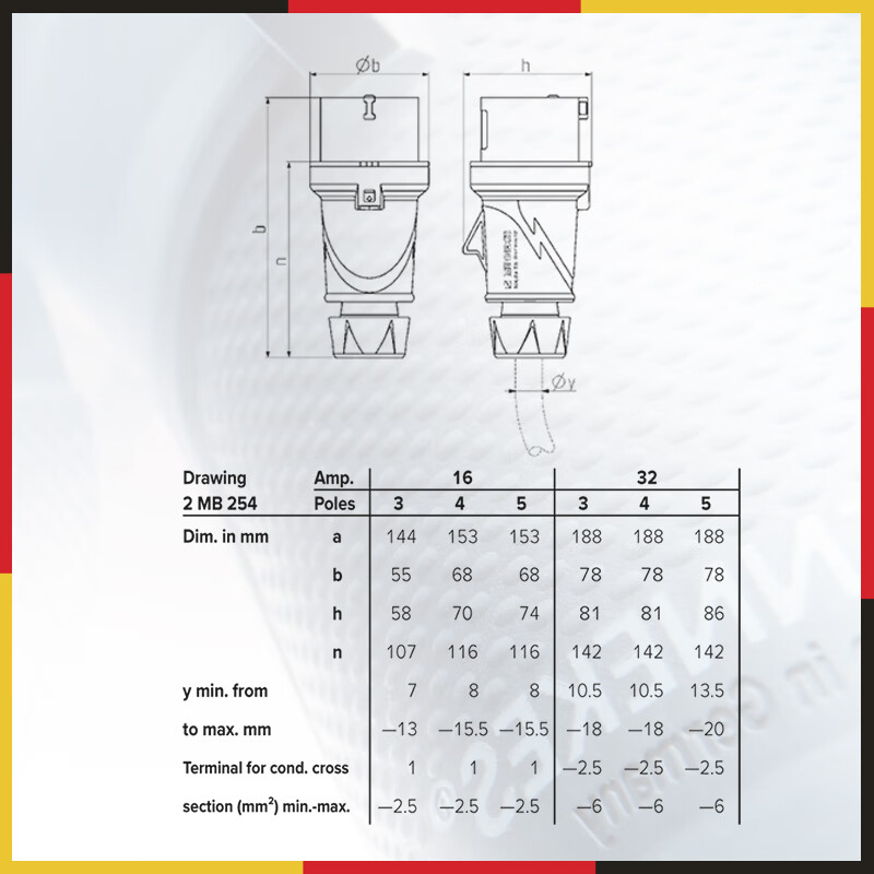 MENNEKES16A 32A 230V industrial plug waterproof and dustproof connector aviation male and female docking 3204 3226 16A-3P-3204 230V