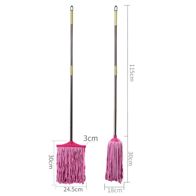 Deerskin mop with bucket towel chicken skin squeeze water household mop sponge soaring mop water absorbent stainless steel (round) pink 1 rod + 1 head