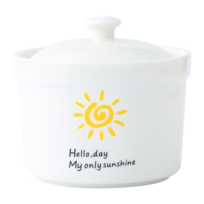 Aostar Soup Cup Set of Four 5-inch Ceramic Stew Cups with Lid Large Waterproof Stew Pot Soup Cup Dessert Stew Pot with Liner Rabbit Series (4 Stew Cups and 4 Lids) 5 inches