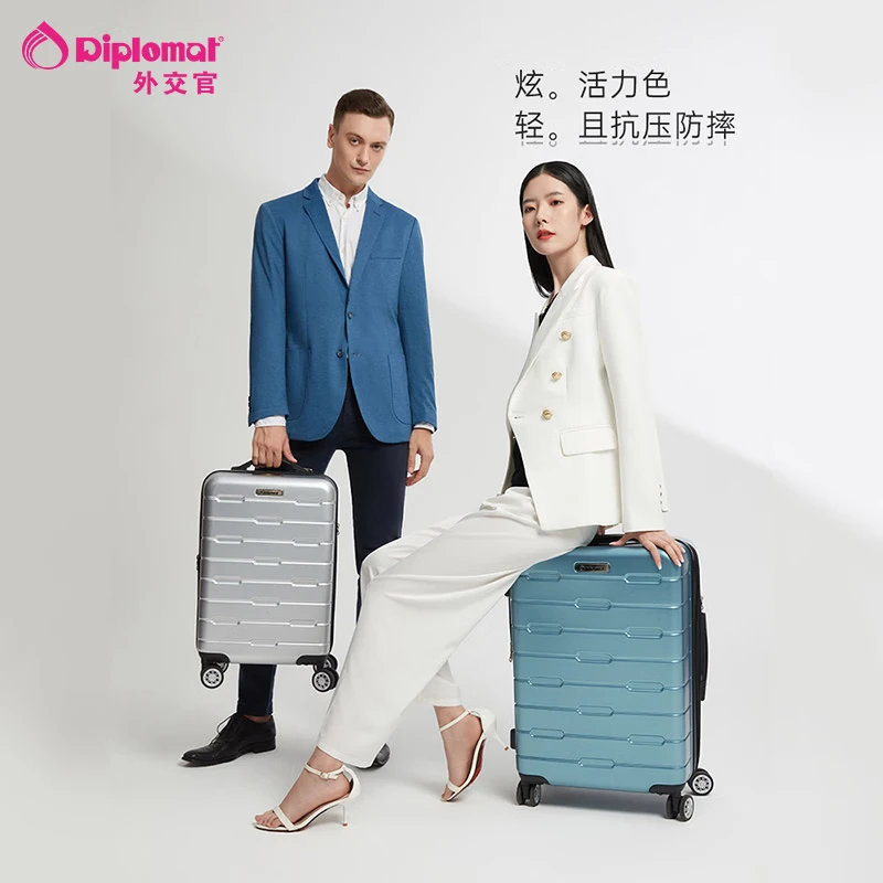 Diplomat Diplomat Expandable Trolley Suitcase Large Capacity Password Carry-on Case TC-685T Matte Black - Expandable 26 inches - Suitable for long distances, checked luggage required