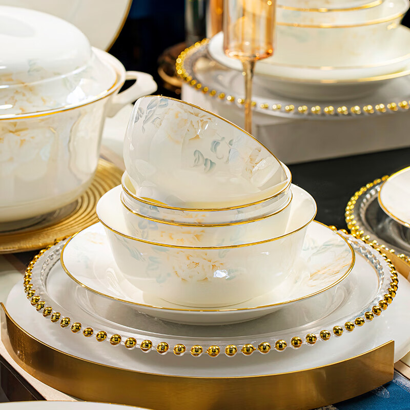 Yichen Jingdezhen 68-piece tableware complete set of dishes, household bowls, chopsticks, bowls and plates, housewarming gift