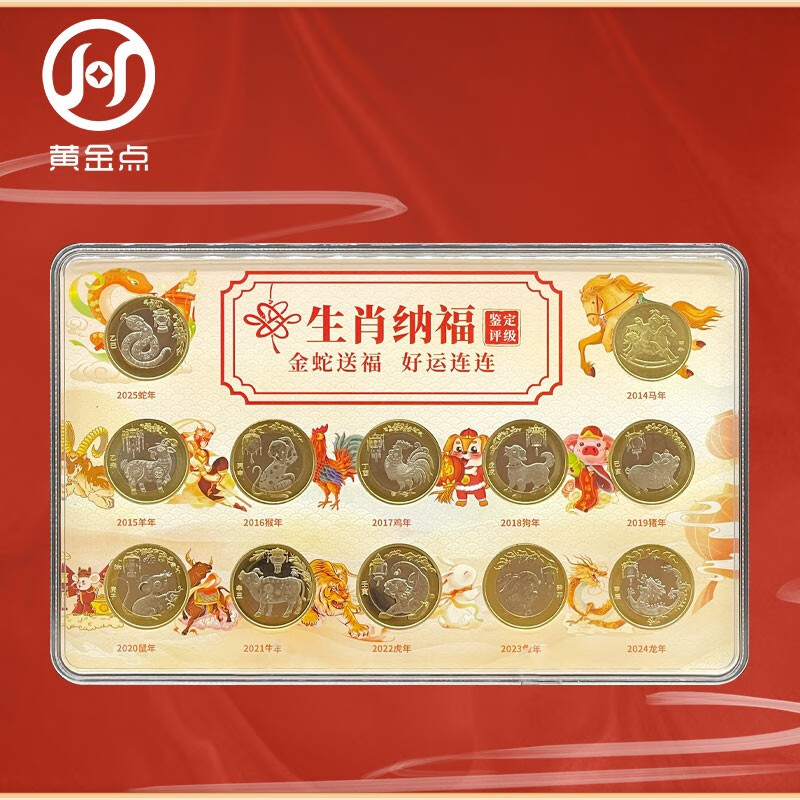 2014-2025 Twelve Zodiac Commemorative Coins Complete Set of 12 Encapsulated Appraisal Editions Year of the Snake Commemorative Coins Dragon Coins and Tiger Coins
