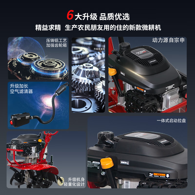 Shigu micro-tiller is powered by gasoline rotary tiller, small land trencher, scarifier, plowing and weeding, multi-function, four-stroke rotary tiller + weeding