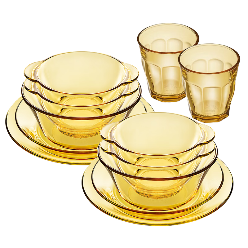 Corning tableware 12-piece heat-resistant glass tableware set, glass dishes, plates, cups and dishes set, gift box packaging, 12-piece Belle tableware set