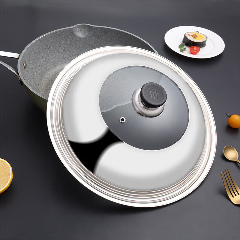 Baijie stainless steel pot lid visible wok lid large pot lid with lid handle 34CM