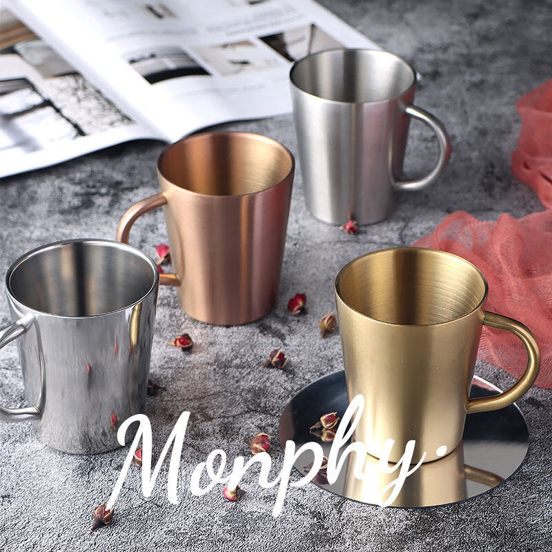 Vinoa 304 Korean stainless steel insulated double-layer drinking cup, anti-scalding and anti-falling beer cup, household children's drinking cup, 304 straight matte small size 180ml