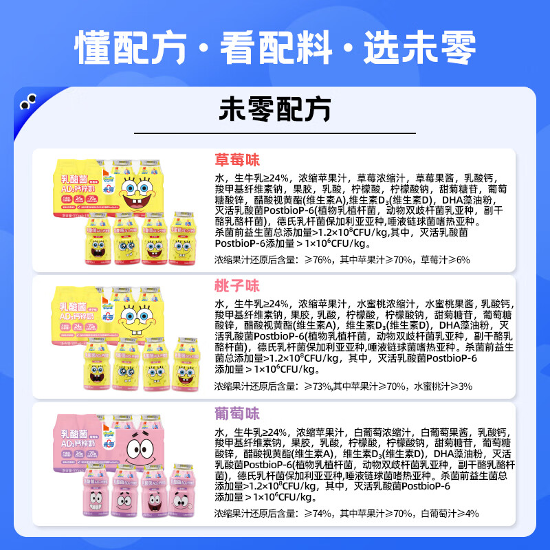 WeiZero SpongeBob SquarePants Lactobacillus AD3 Calcium Zinc Milk Peach Flavor Children's Lactobacillus Juice Drink Baby Snacks