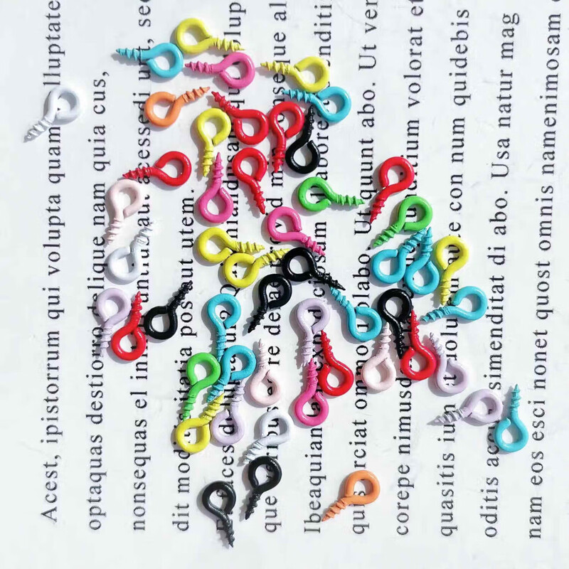 Colored sheep's eye nails, self-tapping screws, rings, rings, hooks, pendants, diy keys, toys, metal fasteners, colored sheep's eye nails - mixed colors - 100 pcs/bag