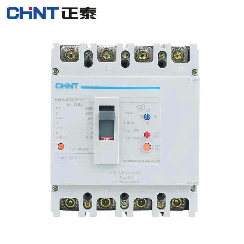 Chint (CHNT) plastic case leakage protector 380V NM1LE-250S/4300A 160A Jingdong self-operated genuine CHNT large switch with leakage protection