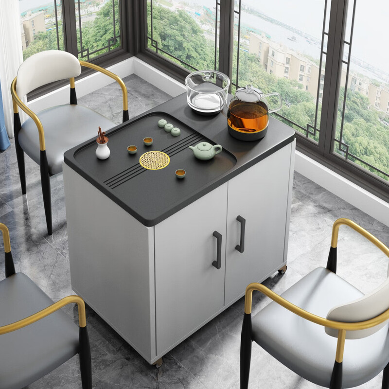 Haloden mobile tea table household small tea cart balcony small tea table kettle integrated table sofa side light luxury tea cabinet single table 60*40*67 free full set of induction cooker tea set Jingsufa-delivery to your home