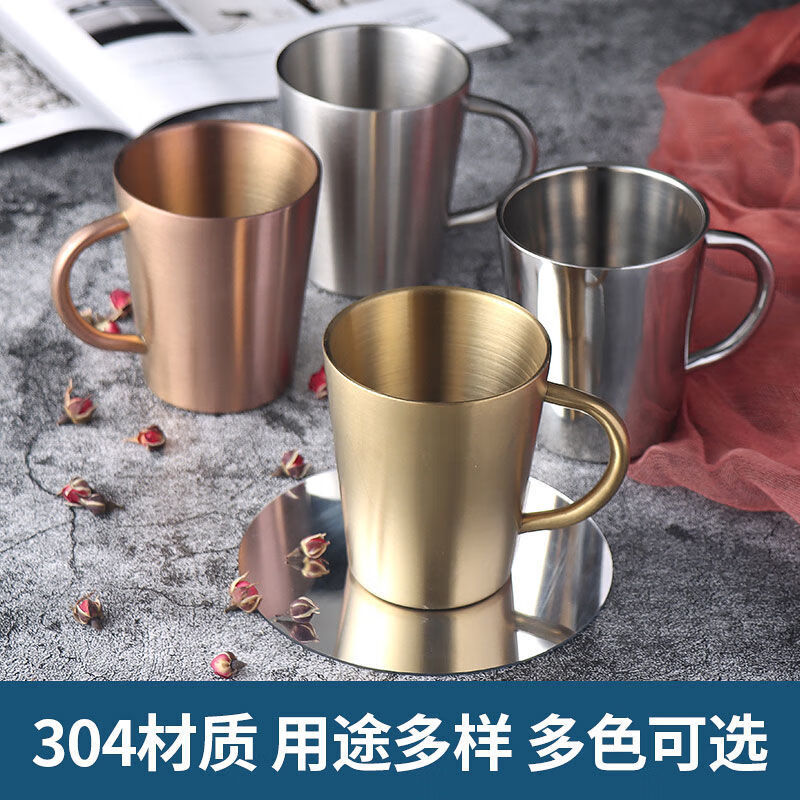 Vinoa 304 Korean stainless steel insulated double-layer drinking cup, anti-scalding and anti-falling beer cup, household children's drinking cup, 304 straight matte small size 180ml