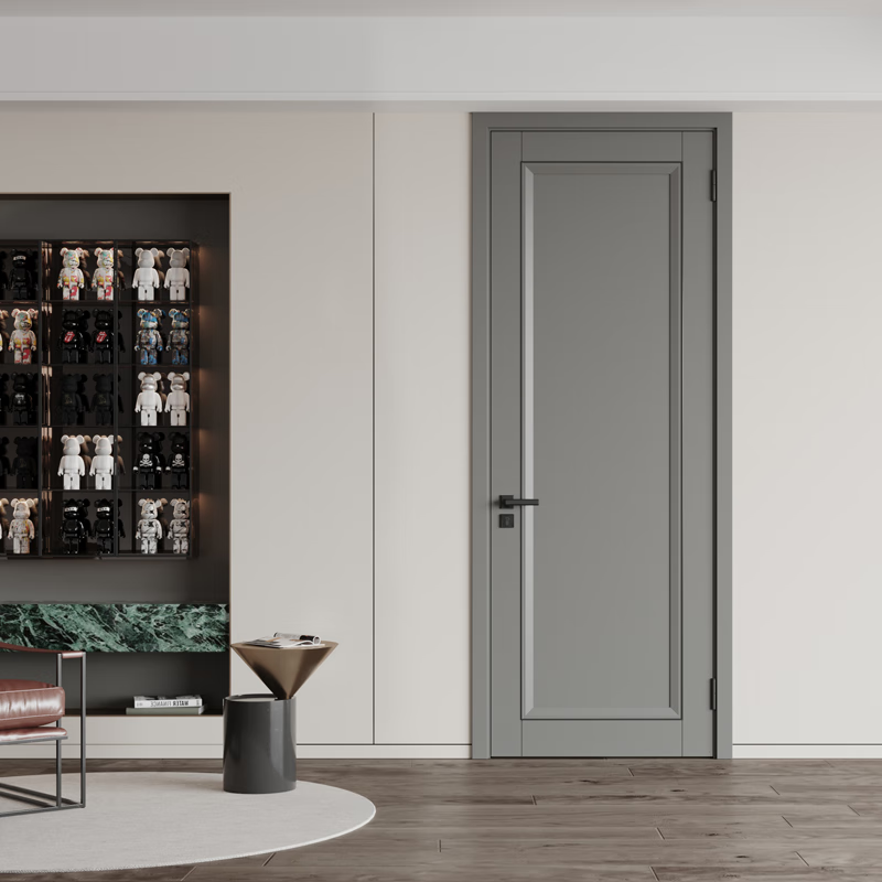 Bedroom door interior door Mengtian wooden door water paint environmental protection simple European solid wood composite door Shanhai 4M21 mixed oil