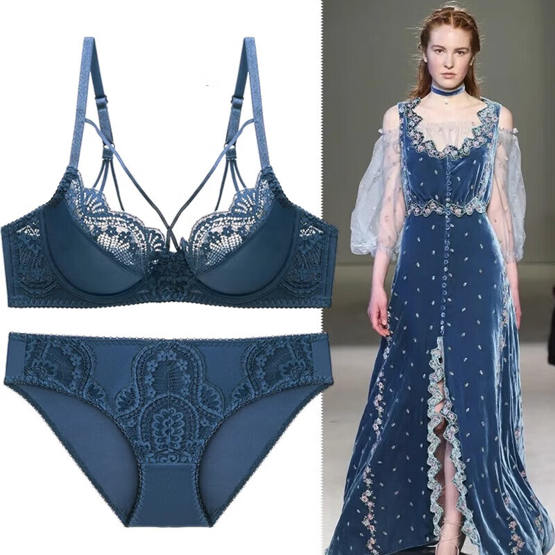 Victoria Palace Sexy Lace Bra Thin Bra Push-up Breathable Underwear Bra Top-Up Side-Collecting Bra Bra Underwear Red Set 70A 32