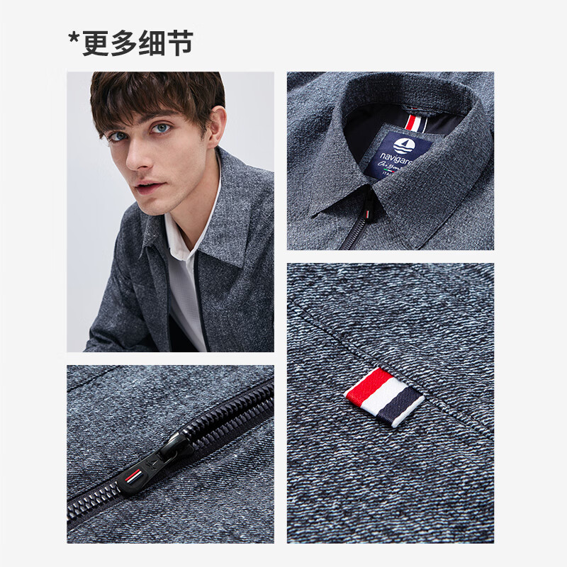 Navigare Italian dinghy men's lapel jacket spring and summer simple versatile jacket short casual three-proof jacket dark gray 2XL