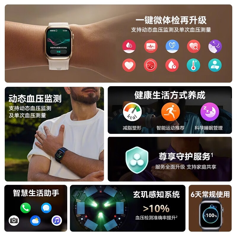 Huawei gives you health, Huawei blood pressure watch WATCH D2, dynamic blood pressure monitoring, heart rate and blood sugar, Bluetooth call, atrial fibrillation and premature beats, health reminder, intelligent health detection, New Year's limited edition, Dawn Gold + granular silicone red strap.