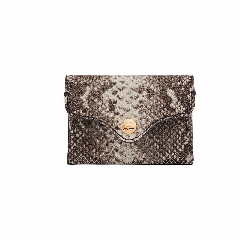Fossil Women's Python Leather Card Holder 9cm Compact Card Storage Multifunctional Fashion Wallet Python Color Blocking One Size