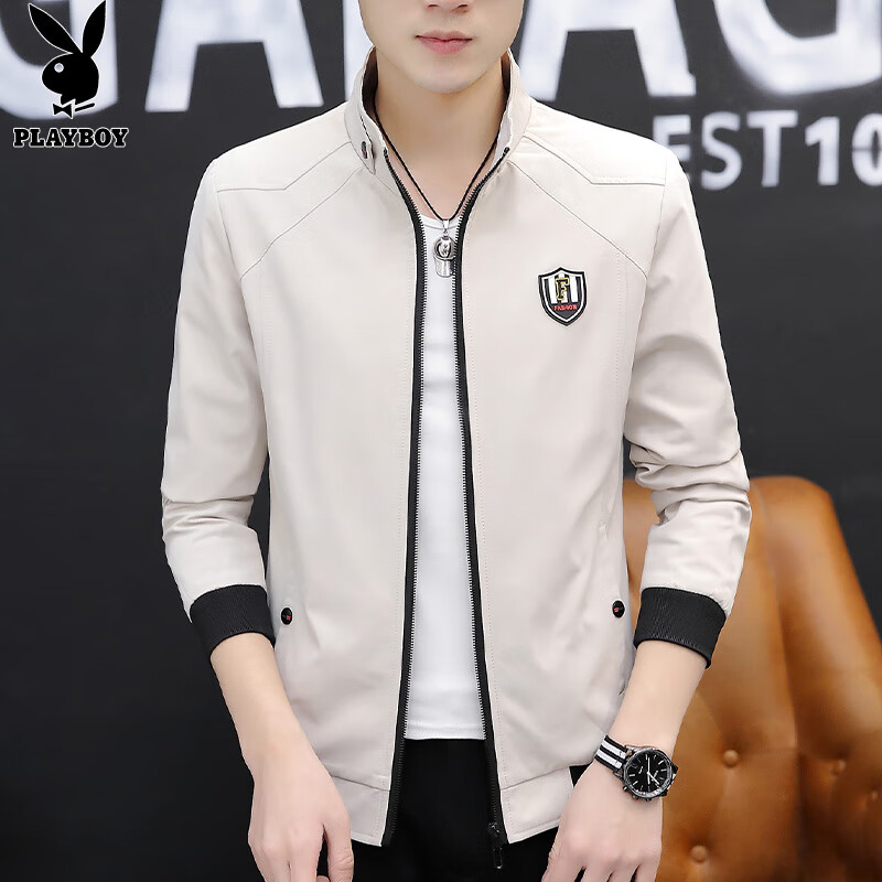 Playboy (PLAYBOY) jacket men's coat men's autumn and winter Korean style trendy men's business casual stand-up collar solid color top