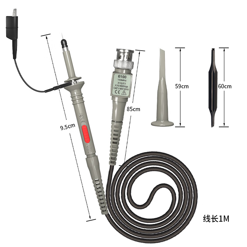 YHGFEE oscilloscope probe universal BNC20-250MHz mega high voltage probe probe 10 1 attenuation probe high frequency P6060 within 60M/1 10 classic
