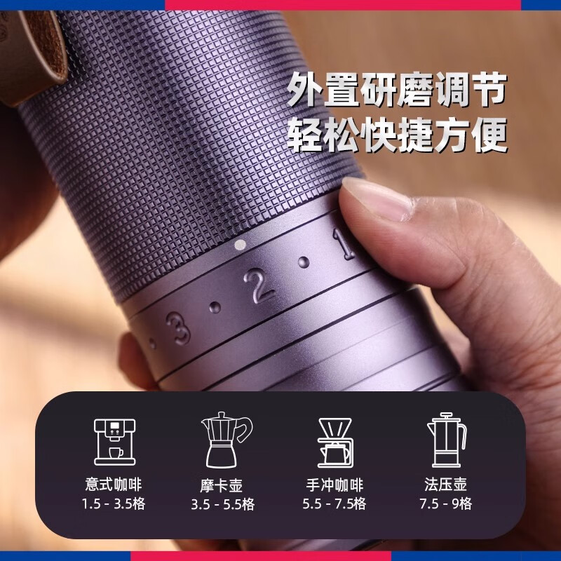 BincooDM03 Electric Bean Grinder 420 Steel Core Coffee Bean Grinder Household Small Portable Freshly Ground Coffee Extreme Night Black-External Adjustment 6 Star Steel Core