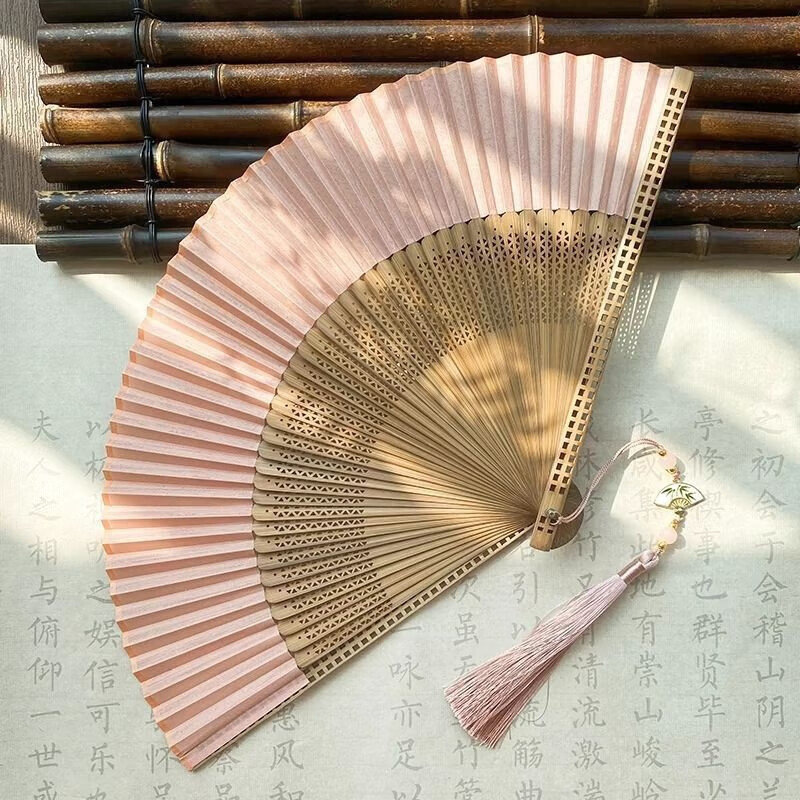 Yongye Xinghe Fan The same style of dancing fan ancient style Send to the Moon fan Yu Shuxin Miaomiao dance fan Xinzhong New Chinese style dance folding fan pink Miaomiao above style without pendant