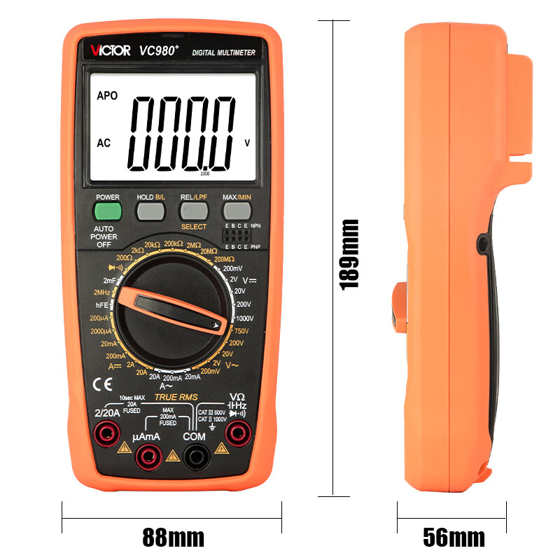 Victory Instrument (VICTOR) high-precision digital multimeter four-and-a-half-digit multimeter for home use with backlight frequency conductivity VC980+