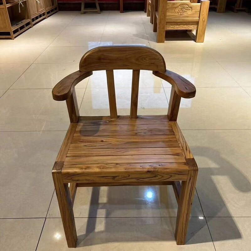Santoba old elm solid wood chair restaurant chair home office chair backrest boss chair study chair durable single wood wax oil