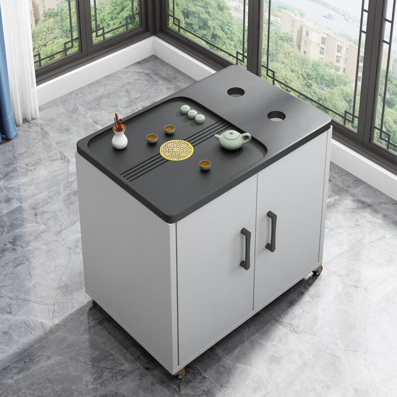 Haloden mobile tea table household small tea cart balcony small tea table kettle integrated table sofa side light luxury tea cabinet single table 60*40*67 free full set of induction cooker tea set Jingsufa-delivery to your home