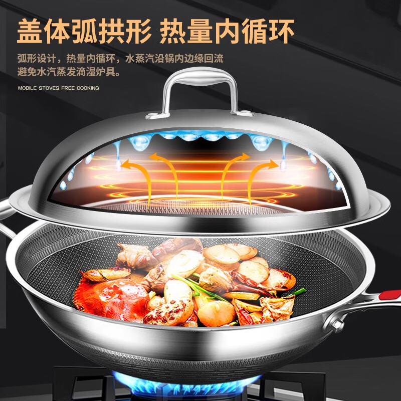 Sonorous 316 stainless steel pot lid 28/30/32/34/36cm universal thickened one-piece high arch soup pot wok lid 316 steel suitable for inner diameter 32cm