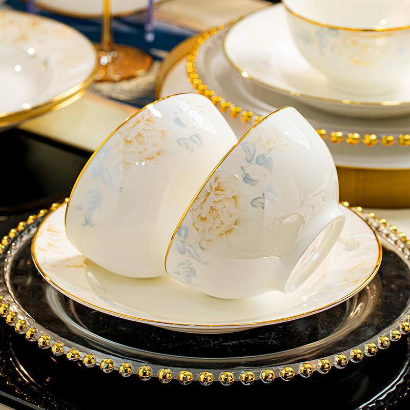 Yichen Jingdezhen 68-piece tableware complete set of dishes, household bowls, chopsticks, bowls and plates, housewarming gift