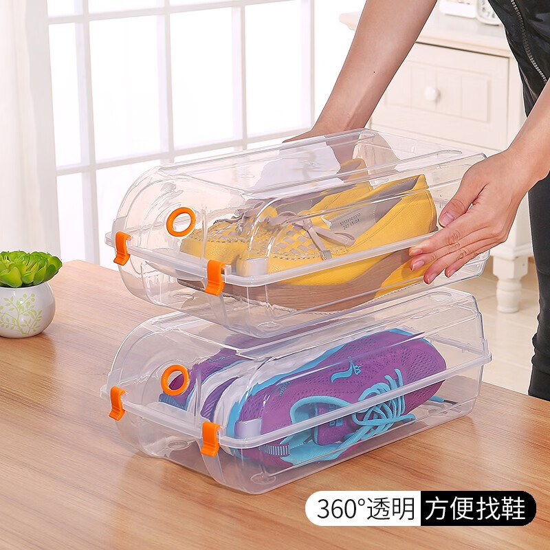 Naiben shoe storage rack space-saving multi-layer household dust-proof shoe box storage box transparent plastic shoe box storage drawer type L size 10 pieces - Maca blue within 45 yards