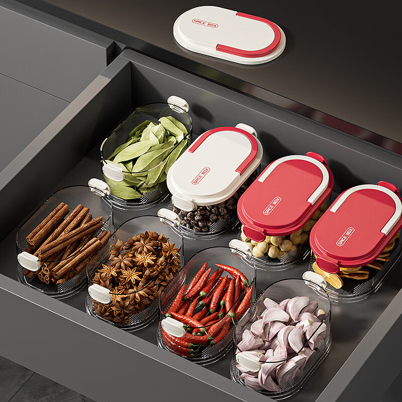 Home story Japanese spice storage box food-grade aniseed seasoning jar home kitchen peppercorns octagonal compartment multi-layer sealing