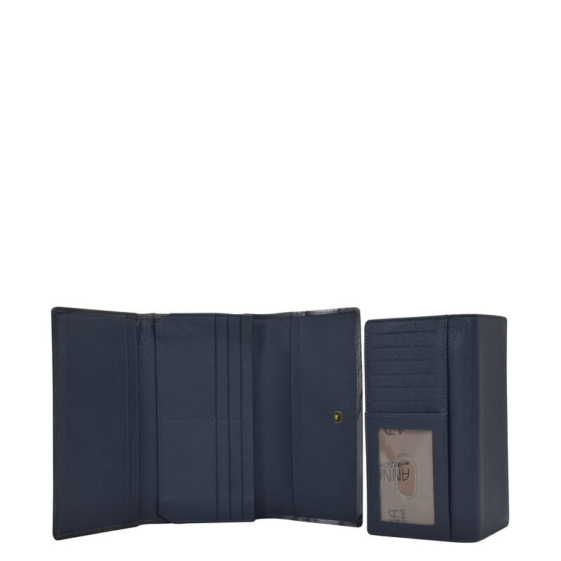 Anna by Anuschka Hand Painted Women's Genuine Leather Women's Checkbook Clutch Happy Camper One Size