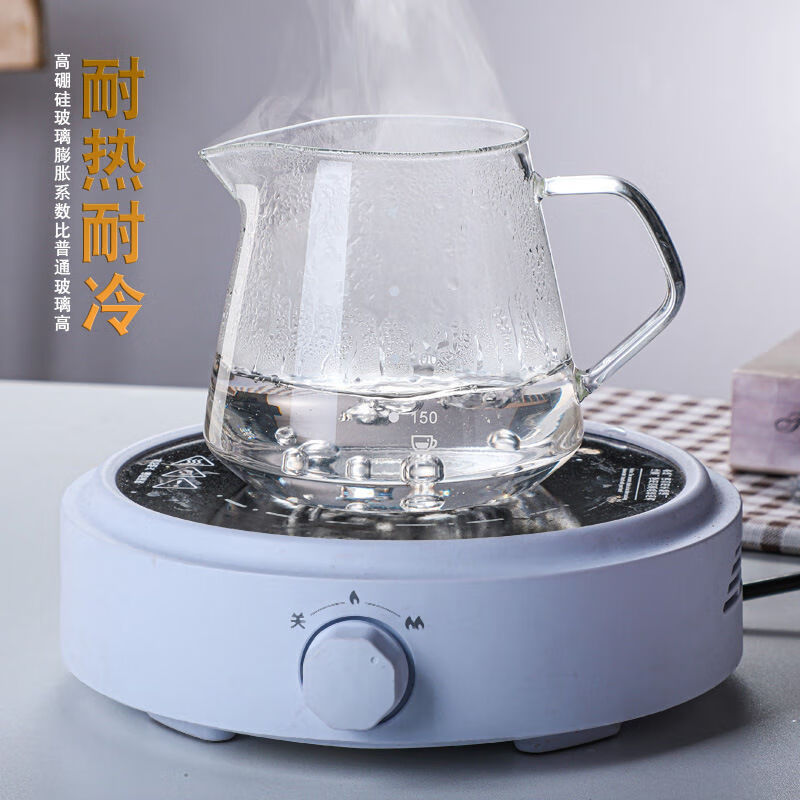 An Junsheng hand-brewed coffee pot set sharing pot drip coffee filter glass filter cup Italian-style one-piece hand-brewed funnel diamond coffee pot + large 02 wooden tray filter 600ml