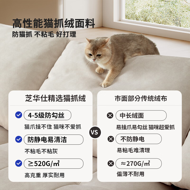 Chivas First Class Lawrence 30679 Cat Fleece Sofa Bed Electric Sofa White 3.1m White Moonlight Straight Row Sofa