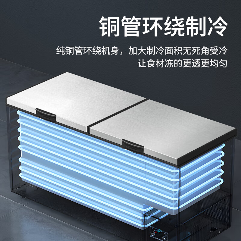 Nixue Commercial Freezer Large Freezer Large Freezer Refrigerator Energy-saving Horizontal Single Temperature Freezer Household Deluxe Edition Deepened and Widened Large-Capacity Freezer Commercial 828 Copper Tube 1700x700x850mm