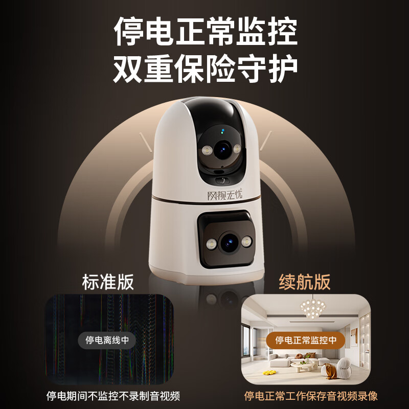 Worry-free online viewing, dual-camera tracking, wireless full-color camera home monitor, 360-degree no blind spots with night vision, panoramic voice, mobile phone remote home indoor baby and pet care, battery life version, gun ball dual camera + newly upgraded three-head gimbal + automatic tracking camera + 128G memory card