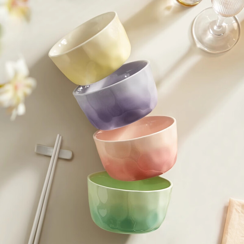 Ink color high-value ceramic rice bowl, personal use, new style home eating bowl, especially beautiful, 4 colors, one color bowl for each person