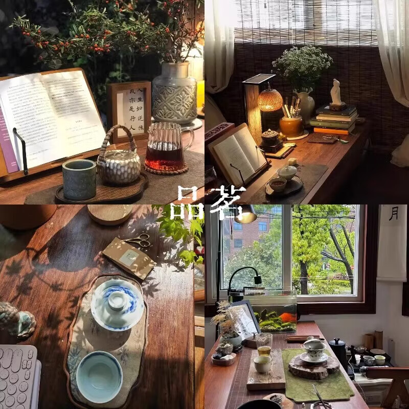 MiKe Mijia tea table and chair combination tea table tea table office simple solid wood legs new Chinese style home balcony large board tea table Bafang Laicai walnut color 120*60*75cm